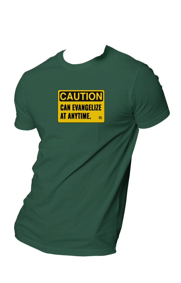 HOG "CAUTION: can Evangelize Anytime" Army-Green Colour T-shirt.