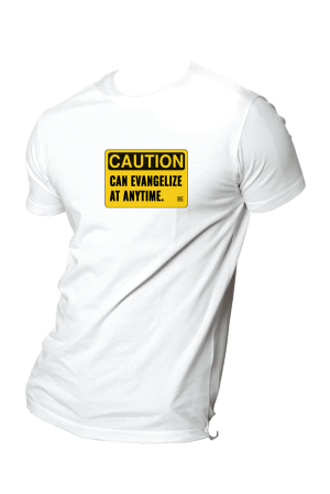 HOG "CAUTION: can Evangelize Anytime" White Colour T-shirt.