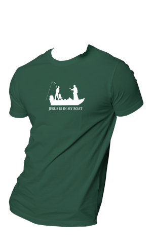 HOG "Jesus In My Boat" Army-Green Colour T-shirt.