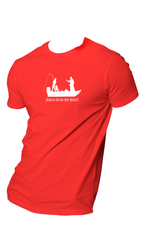 HOG "Jesus In My Boat" Red Colour T-shirt.