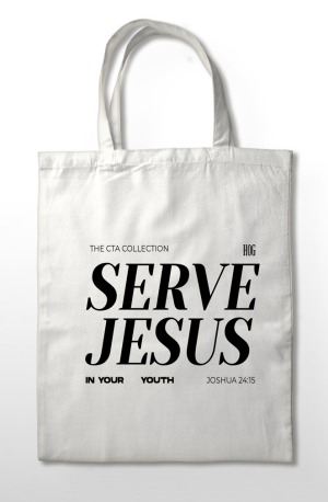 HOG "Serve Jesus" Tote Bag. White Colour.