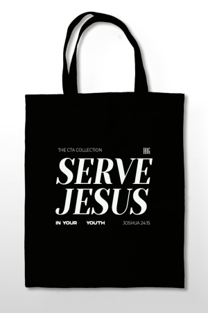 HOG "Serve Jesus" Tote Bag. Black Colour.