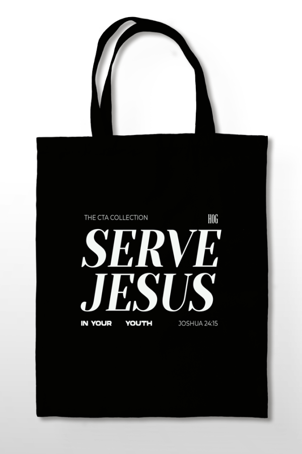 HOG "Serve Jesus" Tote Bag. Black Colour.